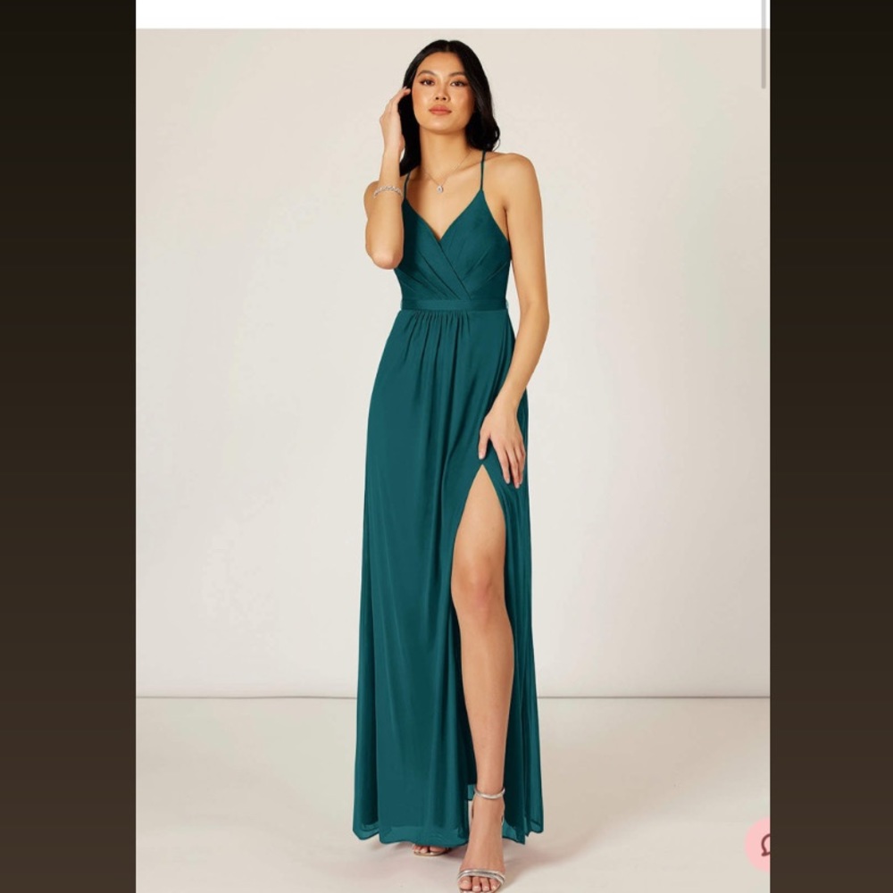 Azazie Luxy bridesmaid dress size 2 color peacock
